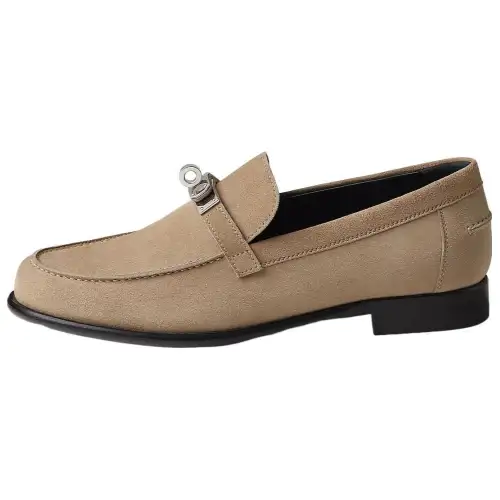 HERMES Destin Suede Loafers Women's Brown