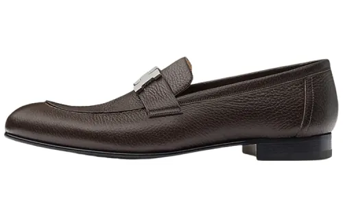 HERMES PARIS Leather Loafers Men's Casual Shoes Men's Dark Umber