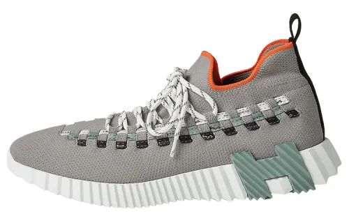 HERMES Fle Fabric Low top Sports Casual Shoes Men's Gray