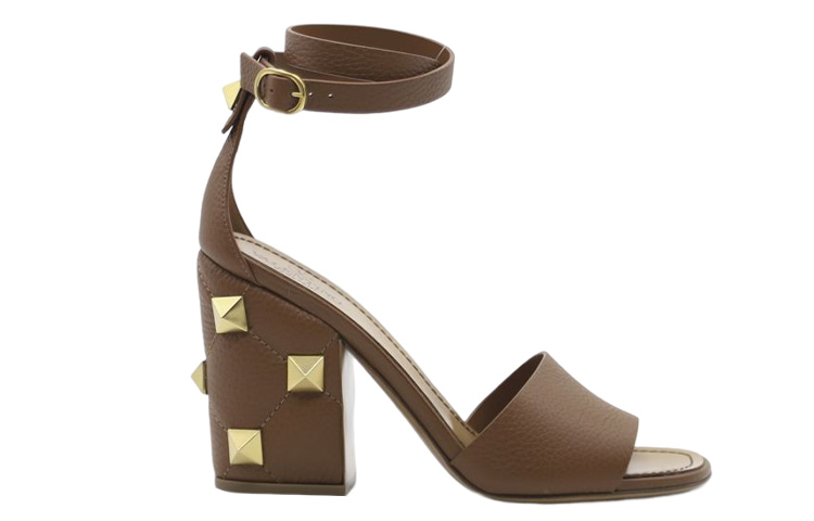 Женские босоножки Valentino Rockstud (коричневые) — фото 2