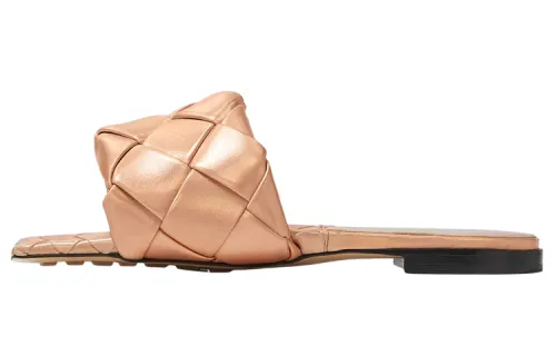 Bottega Veneta Lido Leather Patchwork Slide Slippers Women's Nude