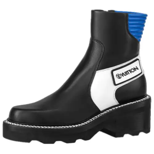 LOUIS VUITTON Beaubourg Ankle Boots Women's Black Blue