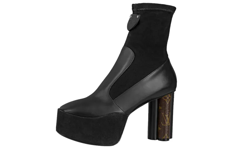 LOUIS VUITTON Podium Casual Ankle Boots Women's Black