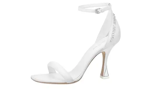 LOUIS VUITTON Sparkle Leather One Strap Sandals 9.5cm Women's White