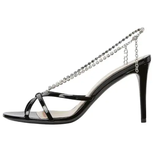 GUCCI Patent Leather One Strap Sandals 8.5cm Women's Black