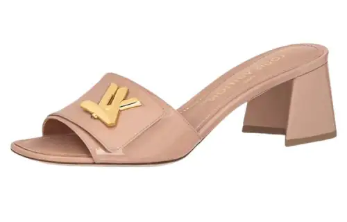 LOUIS VUITTON Shake Leather Slide Slippers Women's Umber