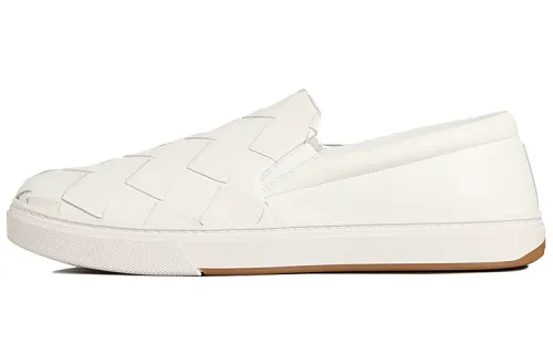 Bottega Veneta Intrecciato Cow Leather Low top Skateboard Shoes Men's White