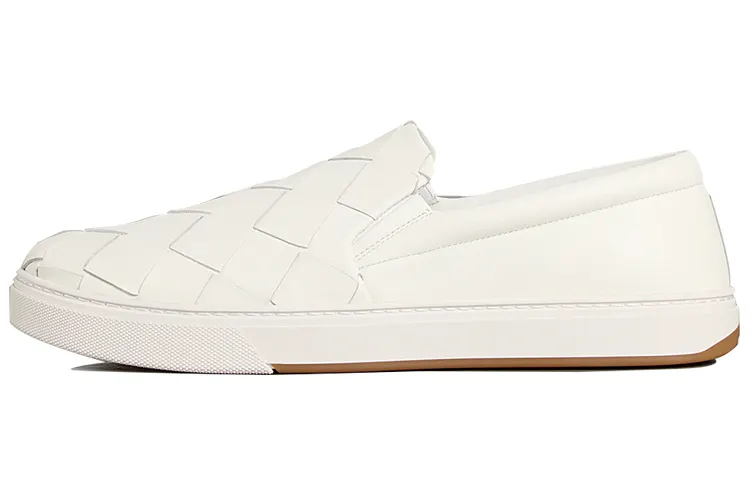 Bottega Veneta Intrecciato Cow Leather Low top Skateboard Shoes Men's White