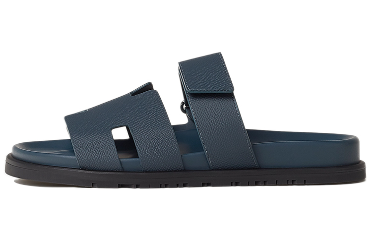 HERMES Chypre Slide Slippers Men's Sky Blue