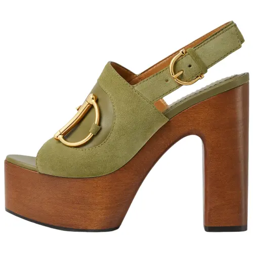 GUCCI Horsebit One Strap Sandals 13cm Women's Light Green
