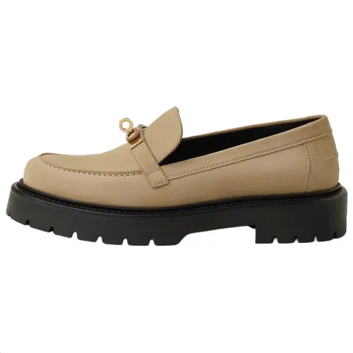 HERMES Icone Suede Loafers 3cm Women's Beige