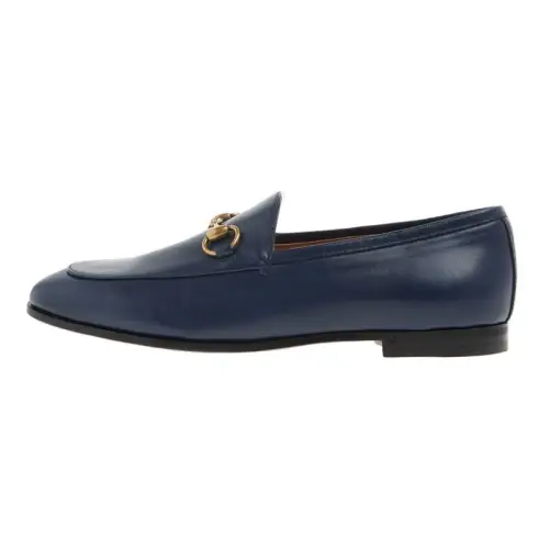 GUCCI Jordaan Cow Leather Casual Shoes Men's Blue