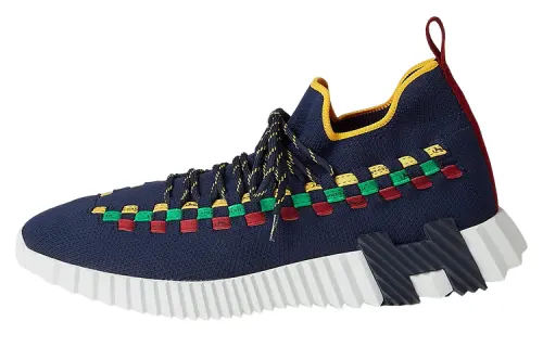 HERMES Fle Fabric Low top Sports Casual Shoes Men's Blue