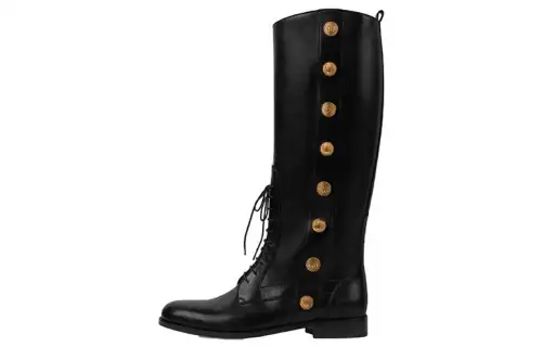 GUCCI Leather Mid Calf Boots Men's Black