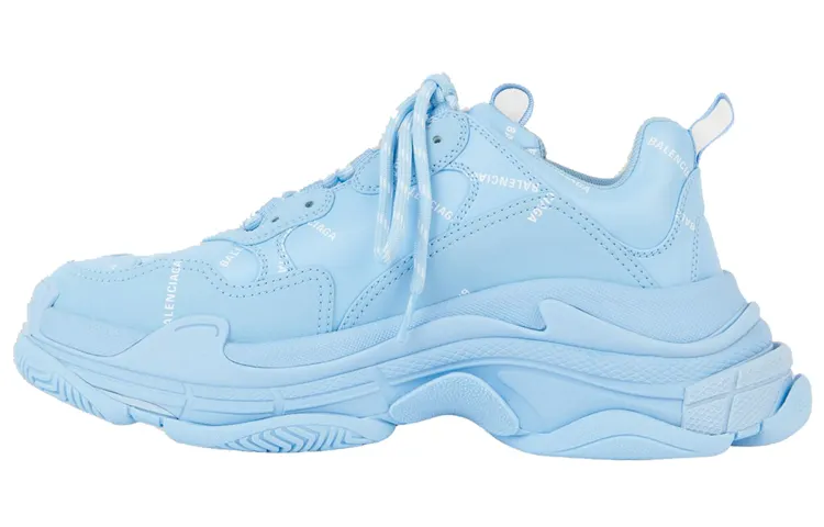 Balenciaga All Over Logo Triple S Blue Grey Black