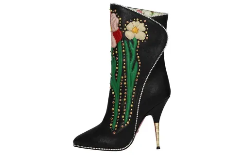 GUCCI Flower Intarsia Boots