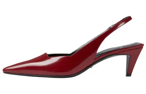 GUCCI Leather Cone Heel High Heels Women's Dark Red