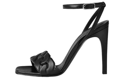 HERMES GALA Leather One Strap Sandals Women's Black