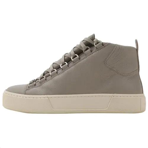 Balenciaga Arena Leather High top Skateboard Shoes Men's Light Gray