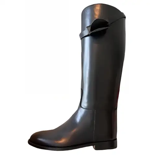 HERMES Leather Knee high Boots Women's Black