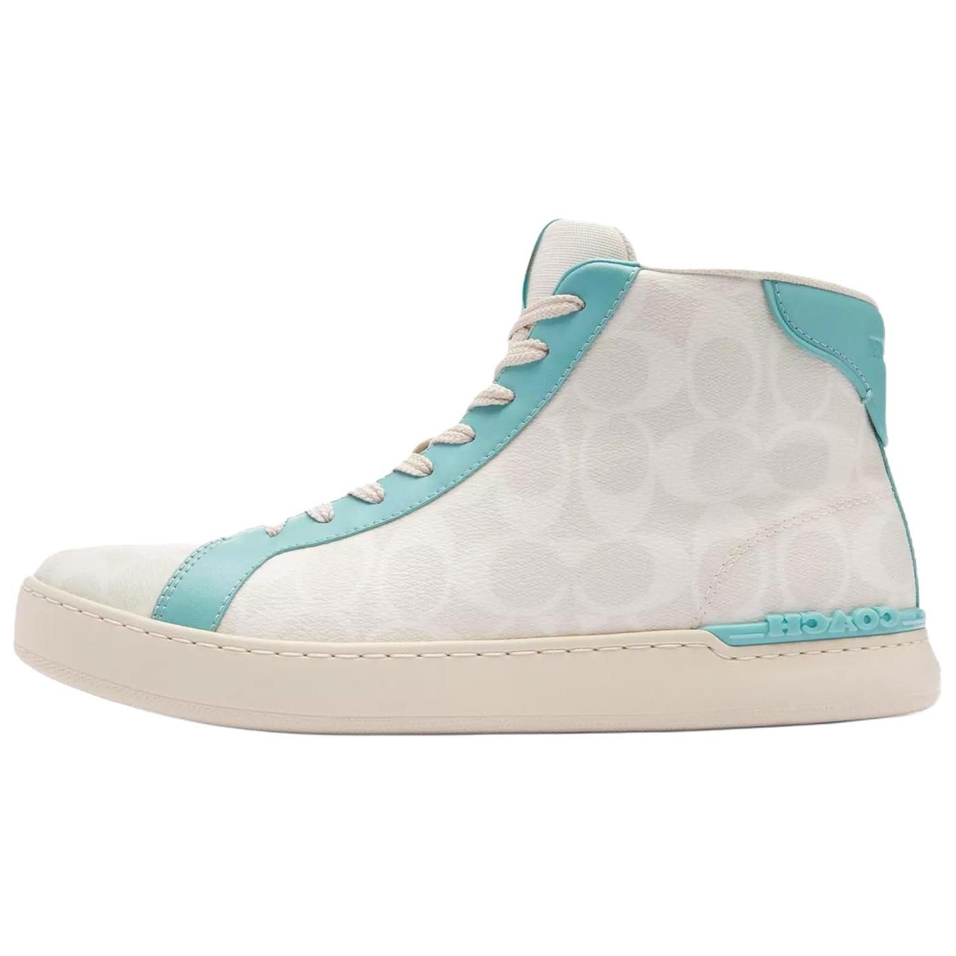 COACH Clip Leather High top Skateboard Shoes Men's Gray