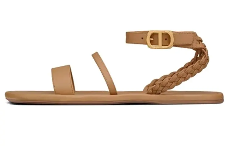 DIOR Egee Leather One Strap Sandals Women's Brown