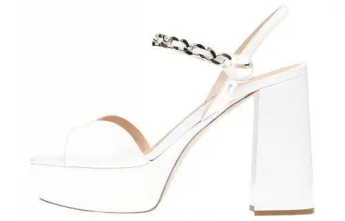 MIU MIU Patent Leather One Strap Sandals Women's White