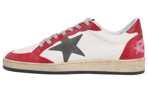 Golden Goose Leather Lace Up Stylish Skateboarding Shoes Men's Red White Distressed