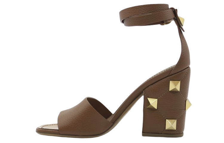 Женские босоножки Valentino Rockstud (коричневые)