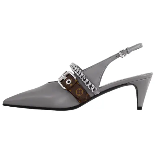 LOUIS VUITTON Vibe Cone Heel High Heels 5.5cm Women's Gray