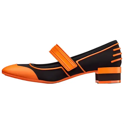 DIOR Roller Leather Chunky Heel High Heels 3.5cm Women's Orange