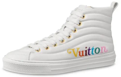 LOUIS VUITTON Lv Stellar Calfskin High Top Sports Shoes White Women's