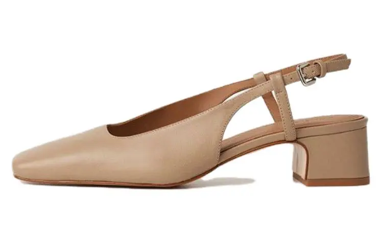 FLATTERED Sheepskin Chunky Heel High Heels 4cm Women's Sand