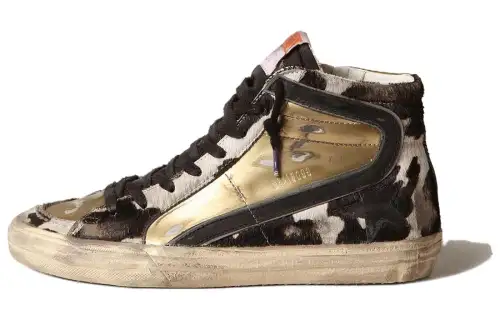 Golden Goose Slide Low top Skateboard Shoes Women's Black White Distressed