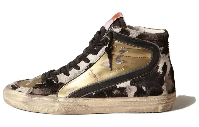 Golden Goose Slide Low top Skateboard Shoes Women's Black White Distressed