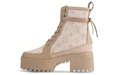 LOUIS VUITTON Laureate Ankle Boots 6CM Women's Ecru