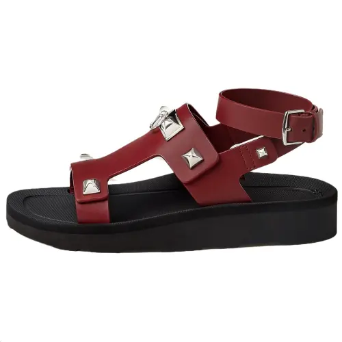 HERMES Intuition One Strap Sandals Women's Dark Red