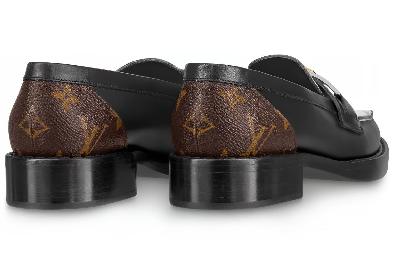 LOUIS VUITTON Academy Flat Loafers 'Black With Monogram Back' Women's