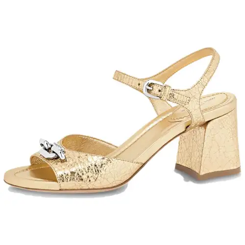 LOUIS VUITTON Edge Leather One Strap Sandals Women's Yellow