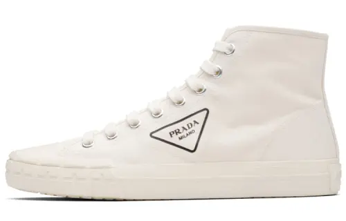 PRADA Canvas Shoes Men's High Top White