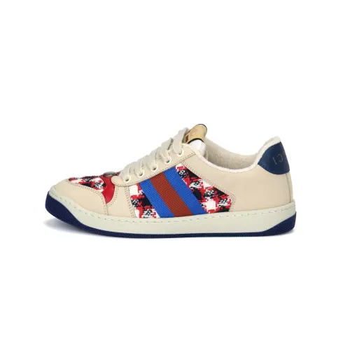 GUCCI Screener Leather Low top Skateboard Shoes Women's Beige