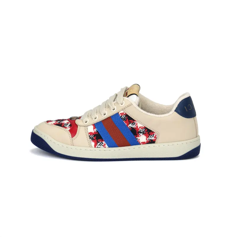 GUCCI Screener Leather Low top Skateboard Shoes Women's Beige