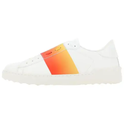 Valentino Open Calfskin Low top Stylish Skateboarding Shoes Men's White Orange