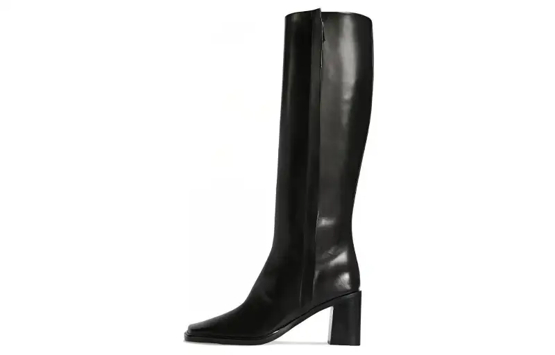 THE ROW Leather Patch Knee High Boots 7.5cm Women's Black