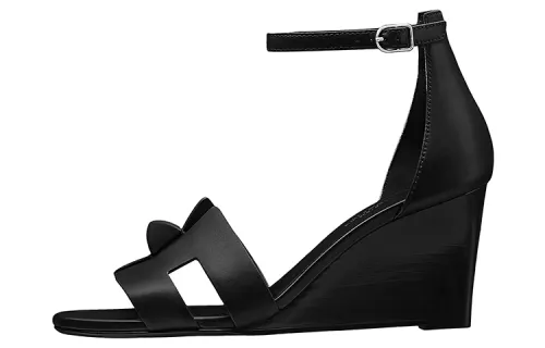 HERMES Oran One Strap Sandals Women's Black