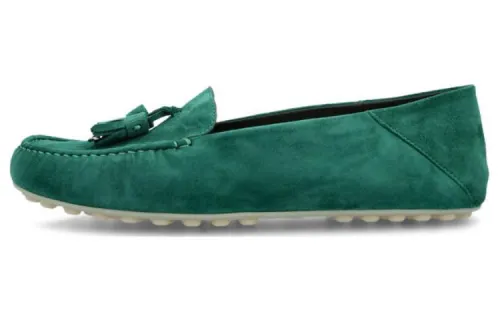 Loro Piana Suede Gommino Loafers Women's Green