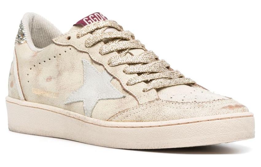 Golden Goose Ball Star LTD Leather Low top Skateboard Shoes Women's Beige Distressed