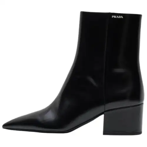 PRADA Leather Ankle Boots 5.5cm Women's Black