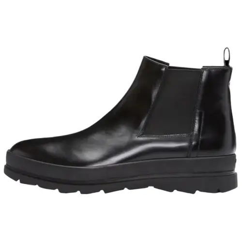 PRADA B Leather Short Chelsea Boots Men's Black