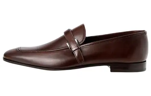 PRADA Leather Square Toe Men's Casual Shoes Men's Brown